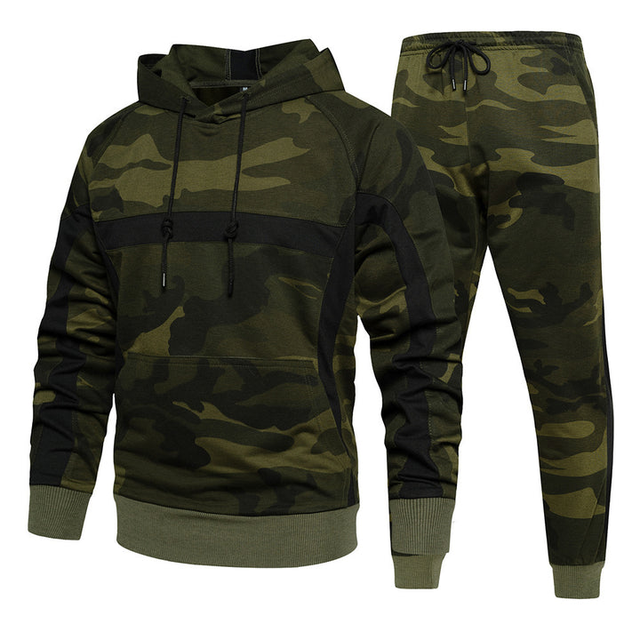 Men's camouflage hoodie set and chic jogger pants