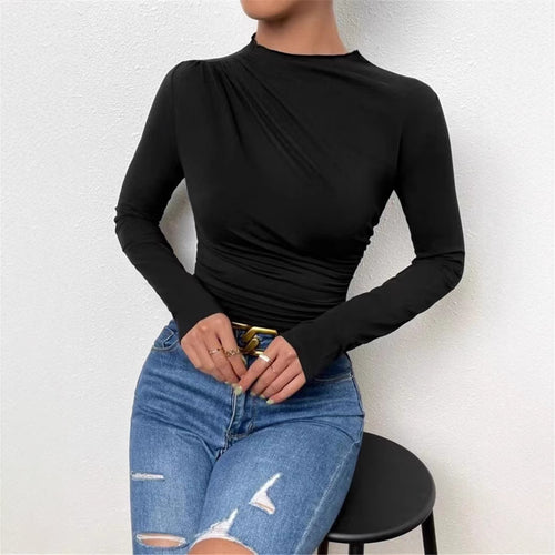 Long sleeve blouse for women with elegant gathered elements and a classic design Amarae