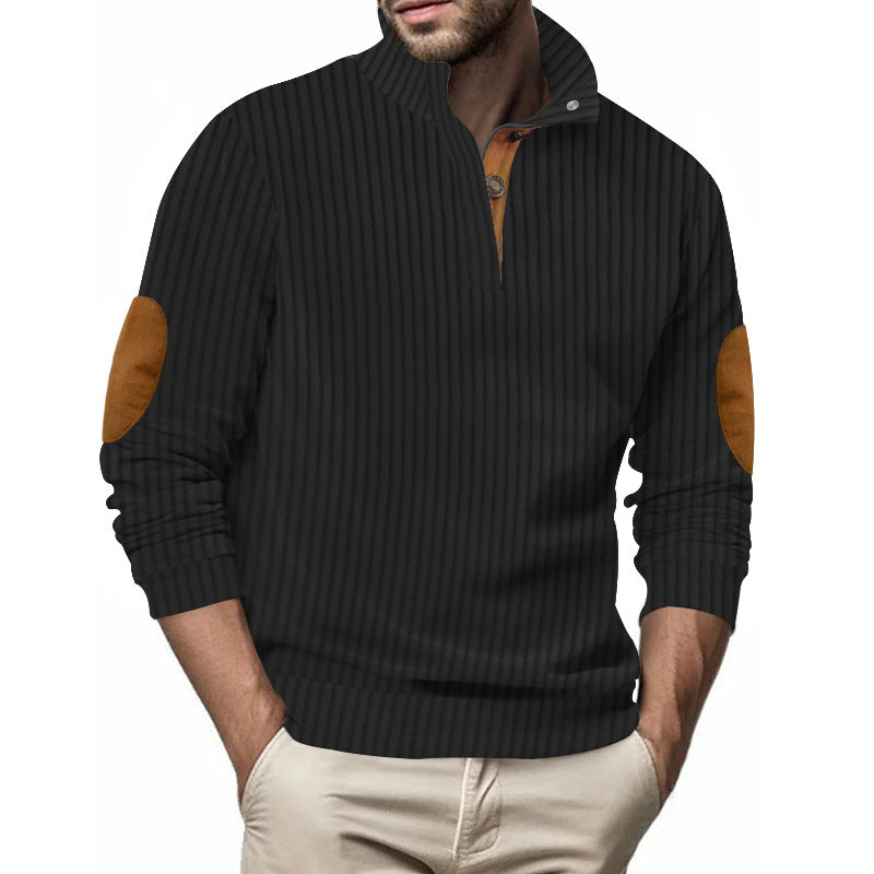 Knit sweater for men with a high collar and unique elbow patches Lune London