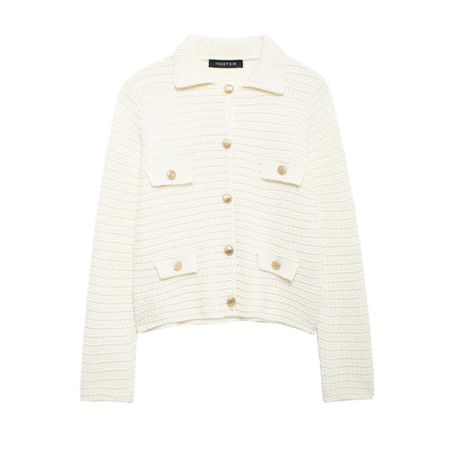 Knitted jacket for women with pockets and button closure Amarae