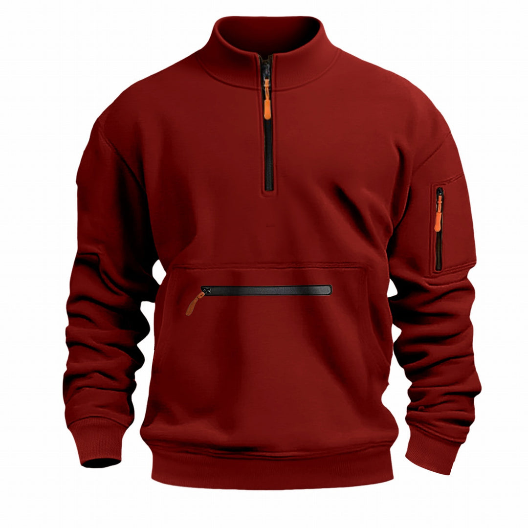Function sweater for men with half-zip and practical pockets Lune London