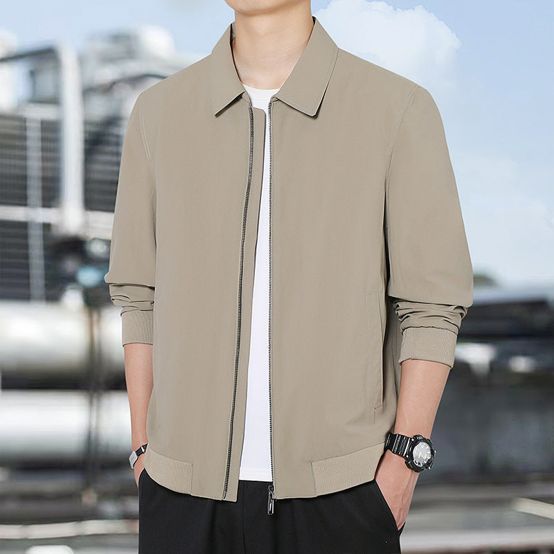 Men's Lightweight Windbreaker with Checked Lining, Full Zip and Ribbed Cuffs Amarae