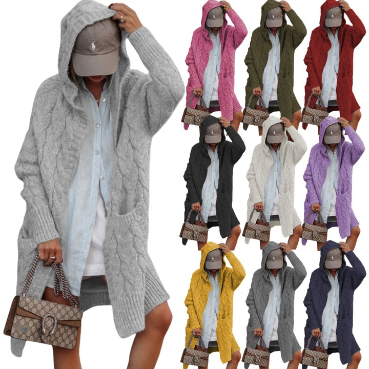 Gilet en tricot épais pour femmes avec capuche et motif en câble Chic & Stil