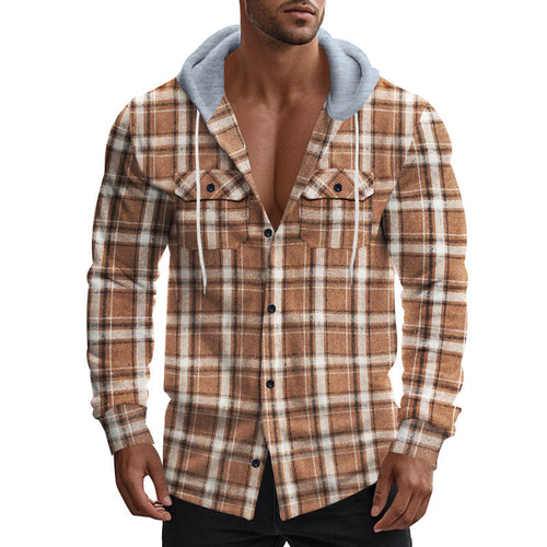 Men's Shirt with Hood and Check Pattern Chic und Stil