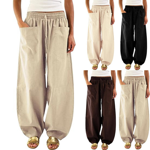 Pantalons de loisirs amples pour femmes avec taille élastique et poches pratiques Chic & Stil
