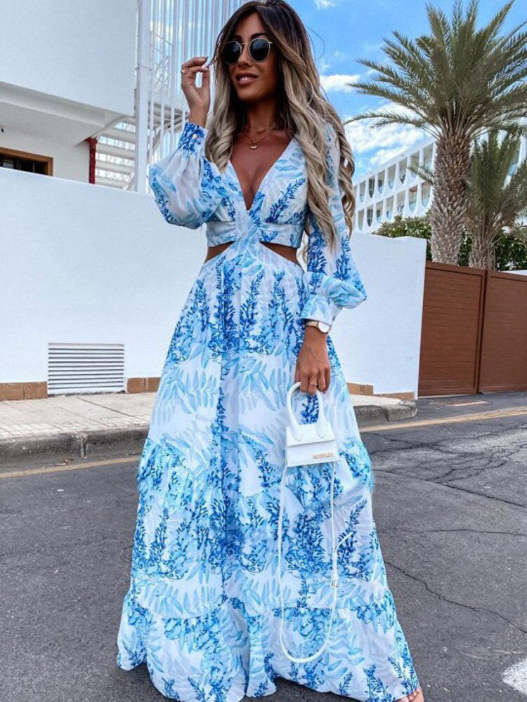 Maxi dress for women with floral details and an elegant cut Lune London