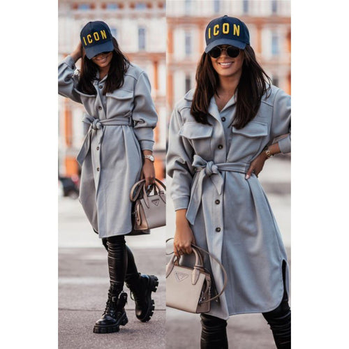 Oversized shirt dress for women with a trendy belt and pockets Amarae