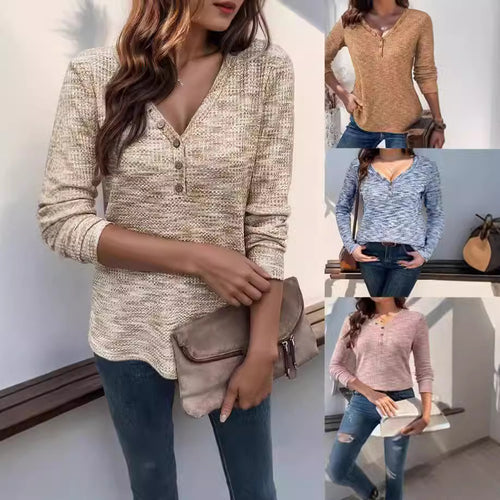 Long sleeve shirt for women with textured neckline and button details Amarae
