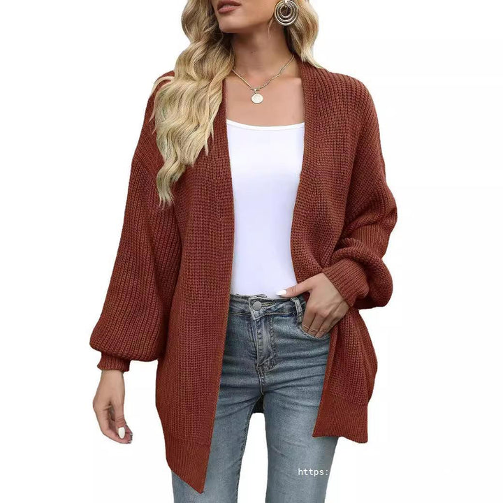 Ladies Delicate Chunky Knit Cardigan with Shimmering Sleeves Lune London