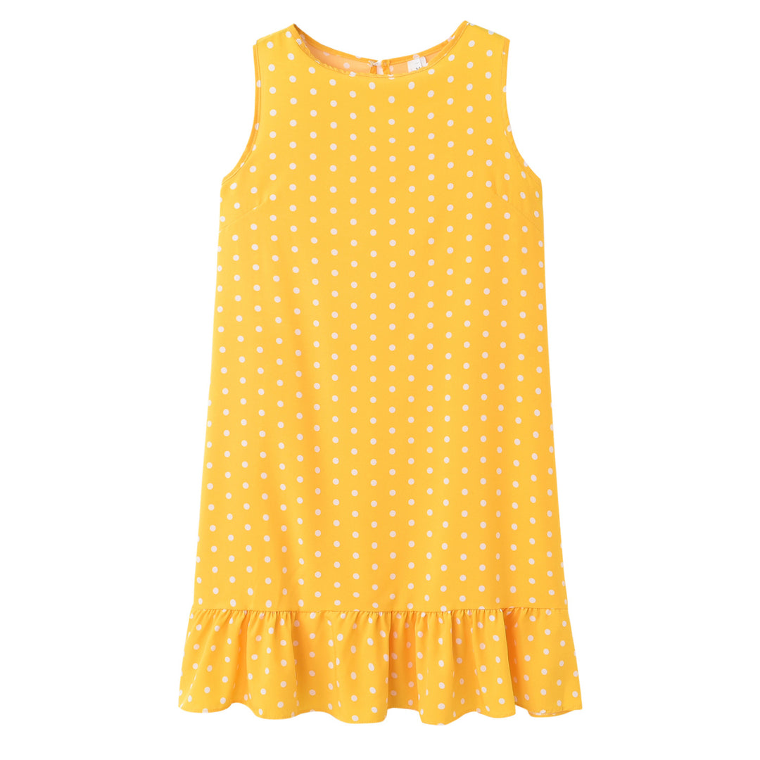 Summer polka dot shift dress for women with ruffle hem Lune London