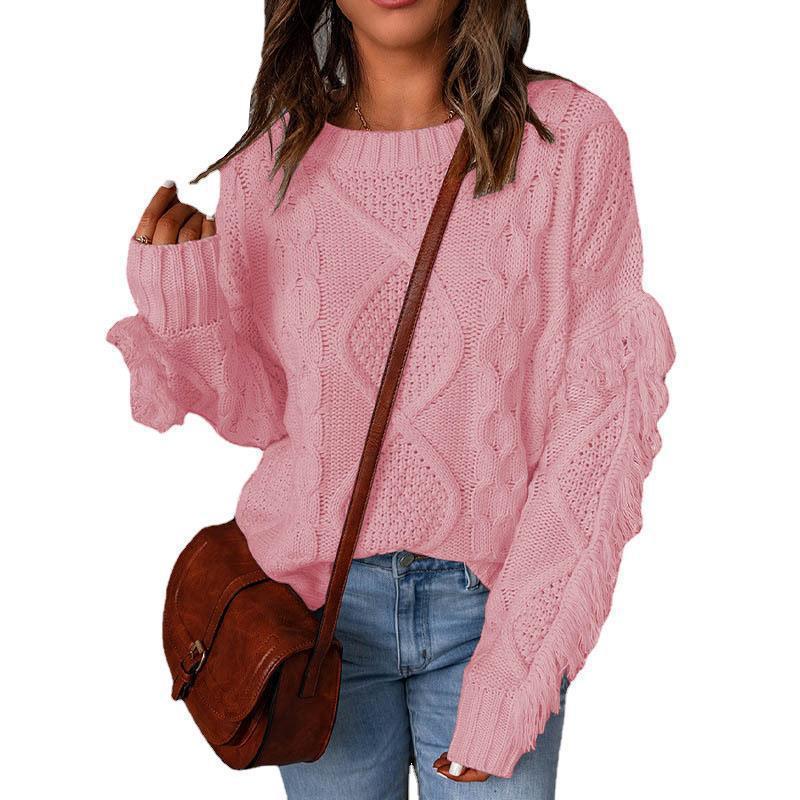 Knit sweater for women with voluminous sleeves and refined color details Lune London