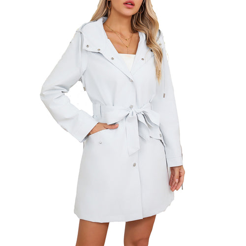 Modest outdoor jacket for ladies with belt and hood Amarae