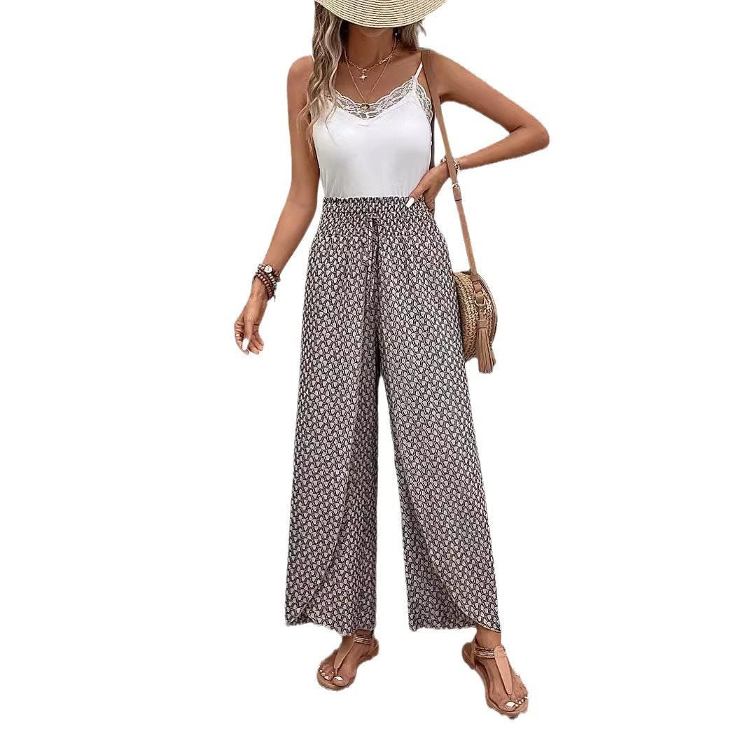 Summer palazzo pants for women with elastic waist and floral pattern Chic and Style