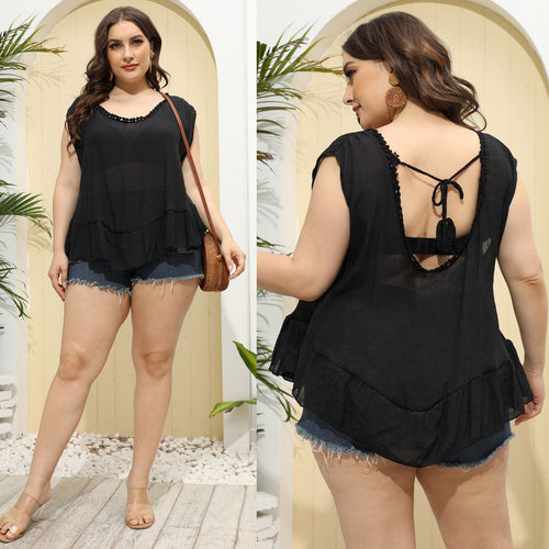 Soft flowy ruffle tunic for women Amarae