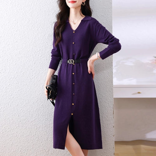 Robe midi élégante pour femme avec design à boutons et coupe ajustée Chic & Stil