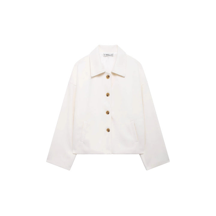 Women's short coat made of wool blend with oversized silhouette and concealed button placket Amarae