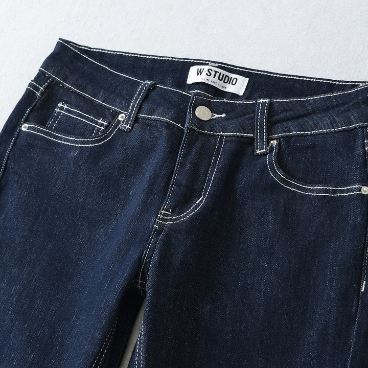 Women Flared Jeans with decorative center seam and contrast stitching Amarae