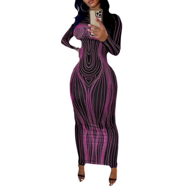 Long sleeve maxi dress for women with sculpting line structure Lune London