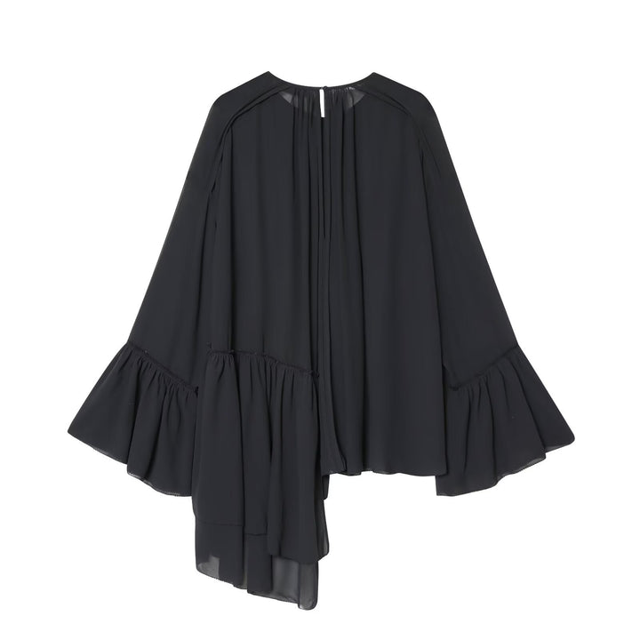 Women's asymmetrical ruffle tunic with gathers Amarae