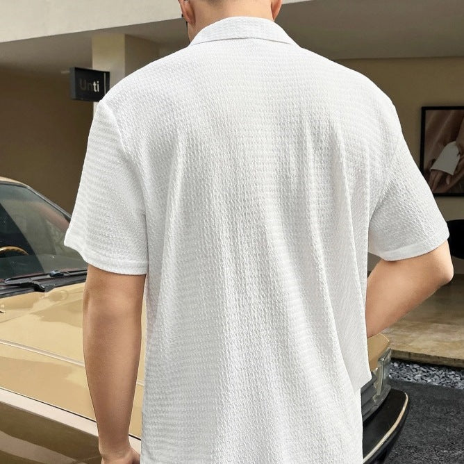 Casual short sleeve shirt for men with textured fabric Amarae