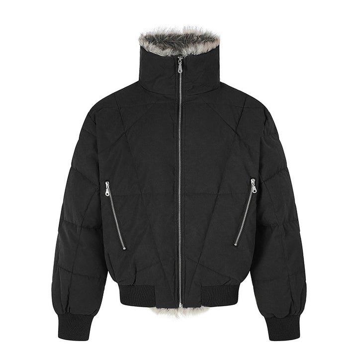 Women's quilted bomber jacket with faux fur trim, high stand-up collar and diagonal zip pockets Amarae