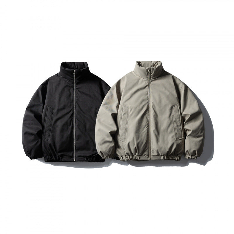 Unisex Boxy short padded transitional jacket with high stand collar and elastic hem Amarae