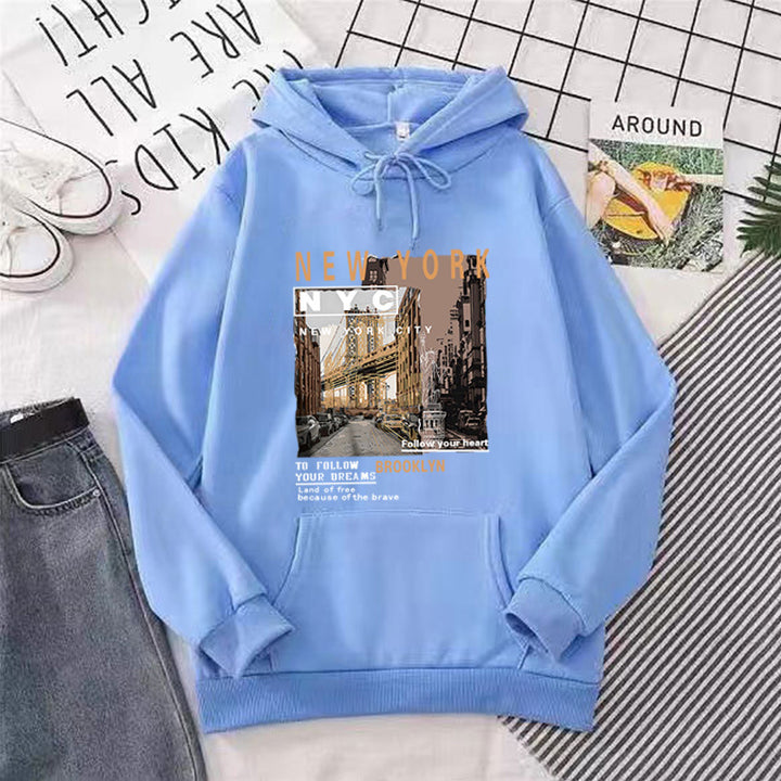 Women's hoodie with stylish New York print Chic & Stil