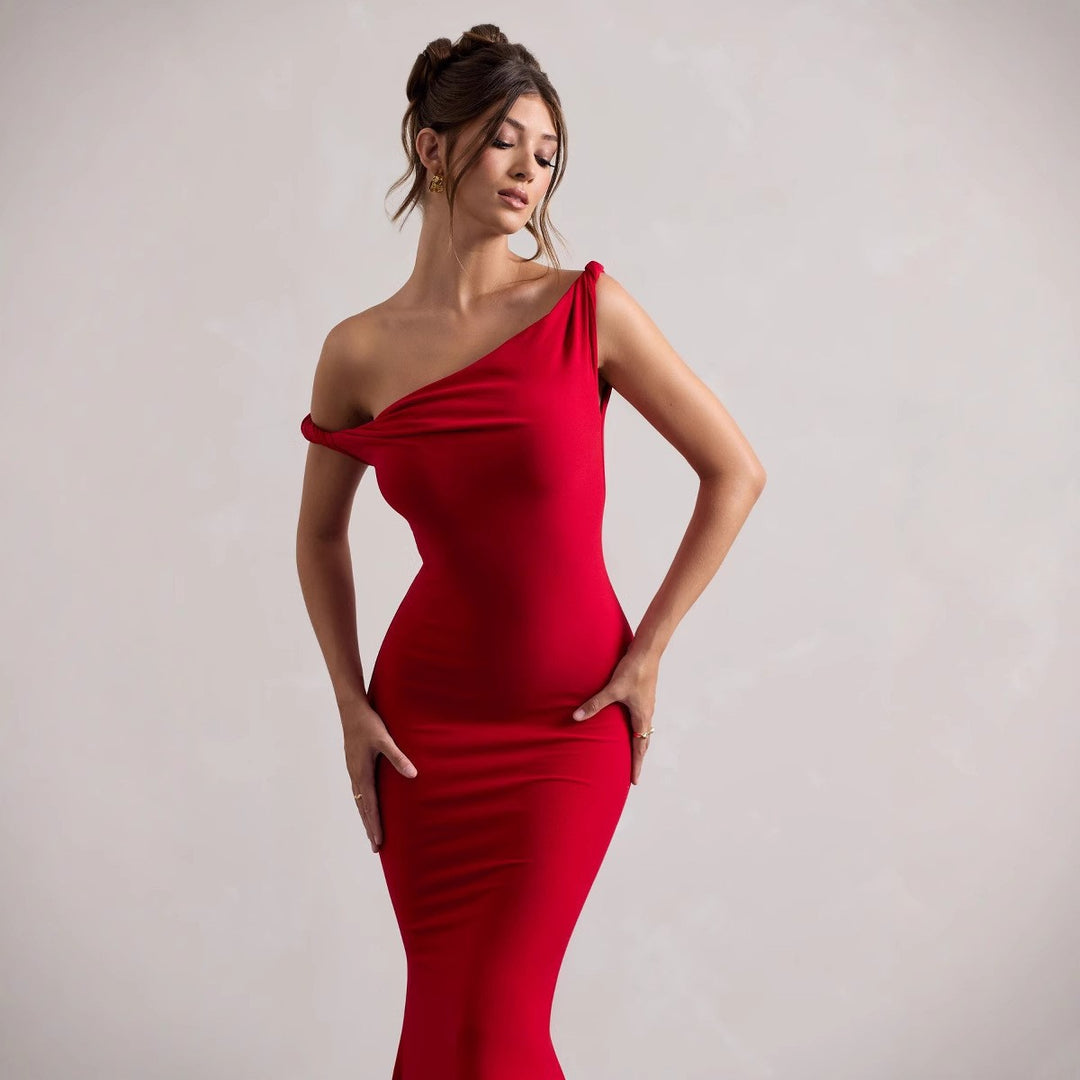 Elegant one-shoulder maxi dress Lune London