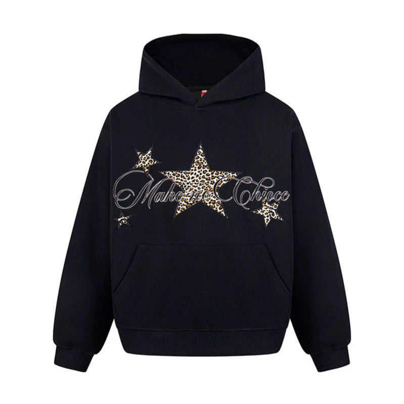 Women's Oversized Hoodie with Kangaroo Pocket and Leo-Star Print Amarae