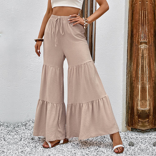 High-waisted flared palazzo pants for women with ruffled hem Amarae