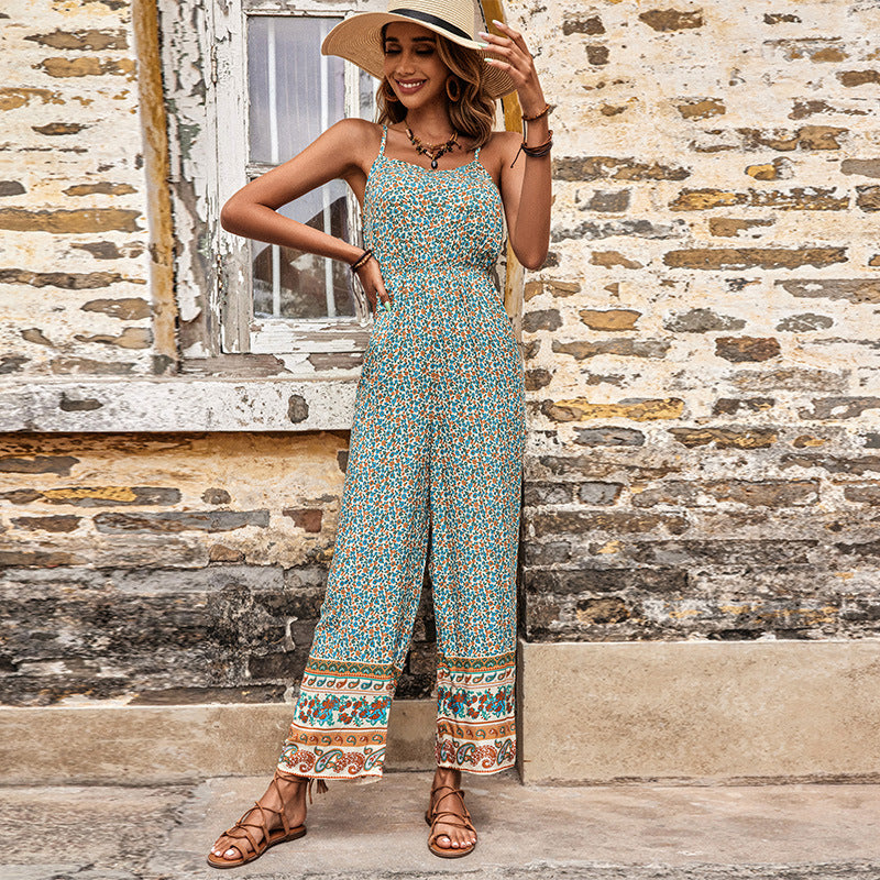 Ladies Bohemian floral pattern jumpsuit Lune London