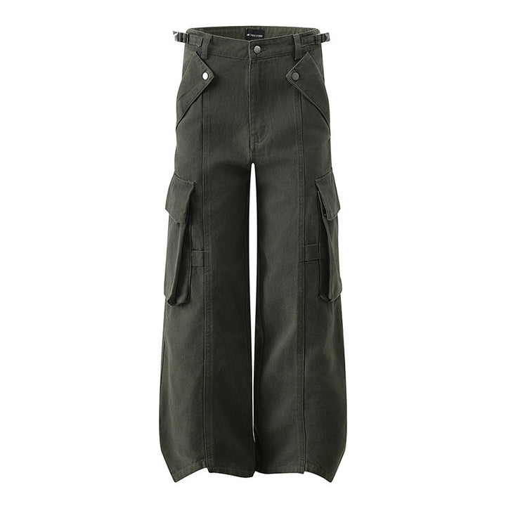 Women's high-waisted wide Cargo culotte pants with multi pockets and adjustable waistband Amarae