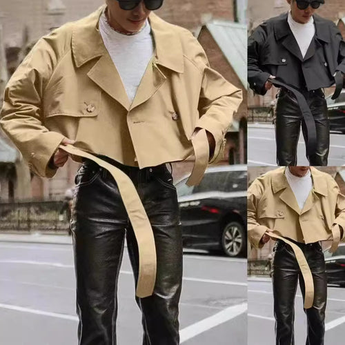 Short women's jacket with double-breasted and tie hem Amarae