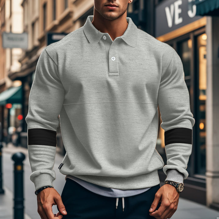 Sporty sweater for men with trendy contrast stripes Amarae