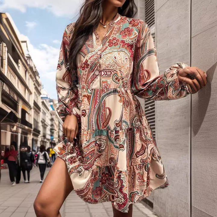 Women Midi Dress Paisley Print Bohemian Lune London