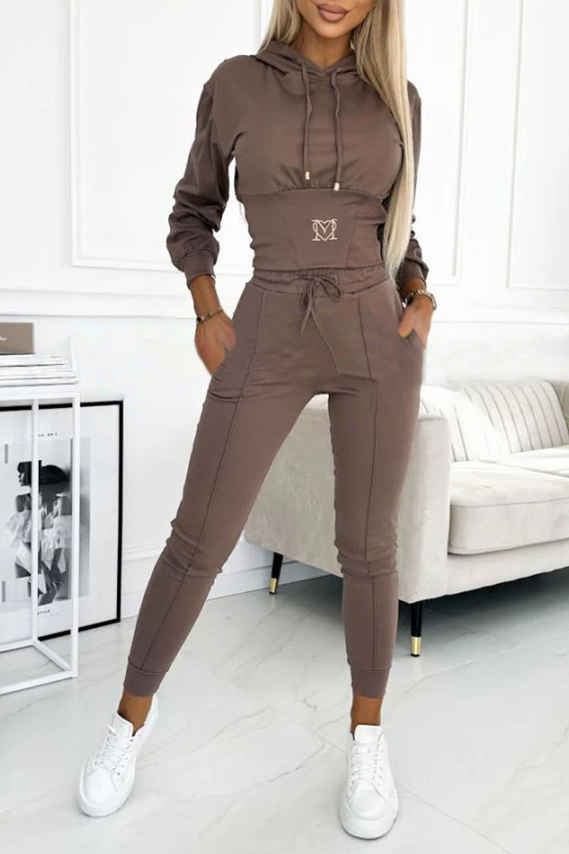 Women's sporty jumpsuit set with hood and elastic waistband Lune London