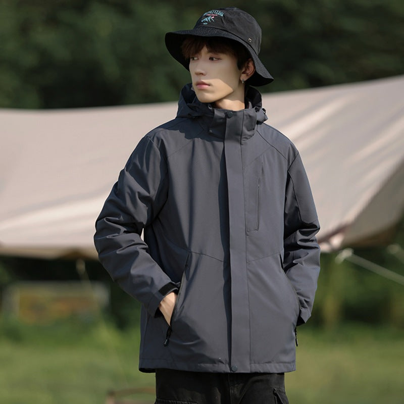 Men's Two-Tone Wind and Water-Repellent Softshell Jacket with Hood Amarae