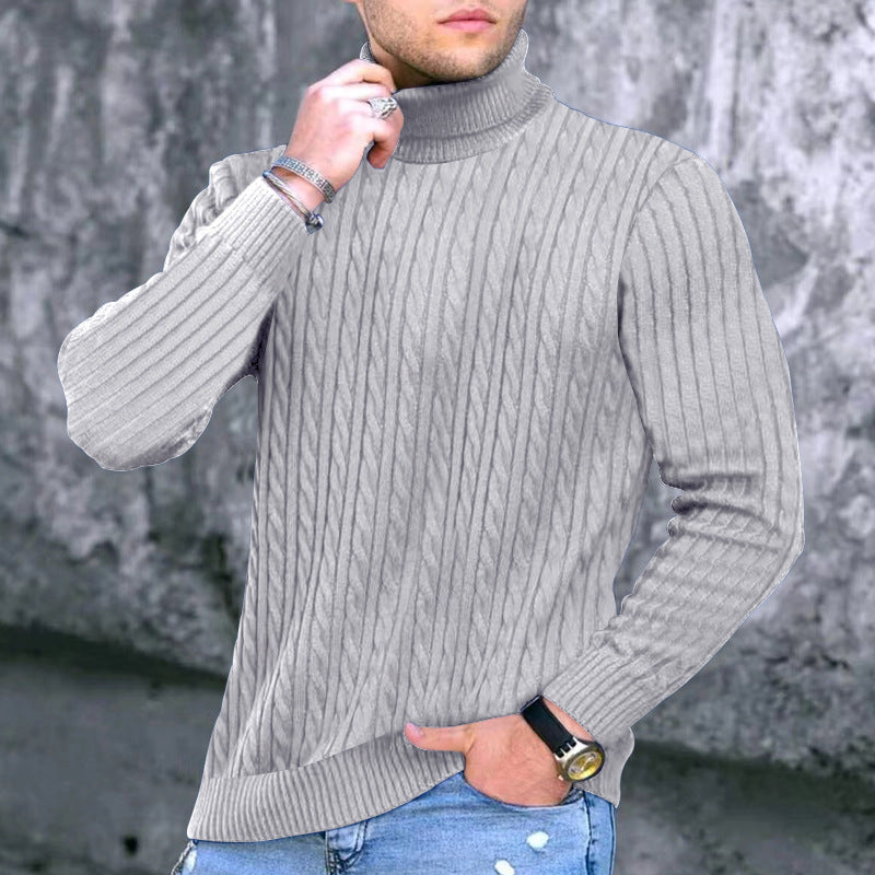 Elegant turtleneck sweater for men with an exquisite twist pattern structure Lune London