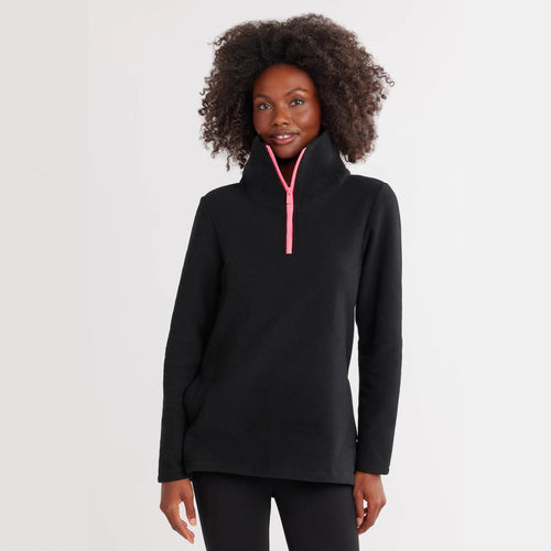 Fleece pullover for women with high collar and sporty zipper Amarae