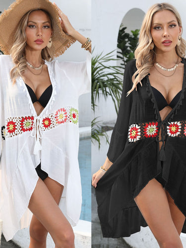Ladies Chic & Stylish Crochet Detail Beach Kimono