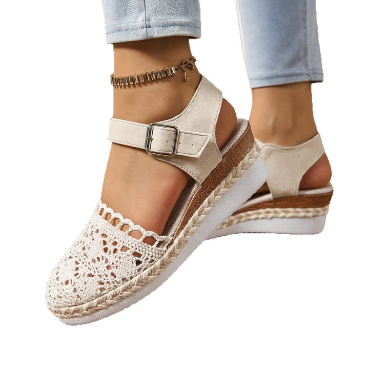 Wedge sandals for women with a sturdy strap design and a breathable material upper Lune London