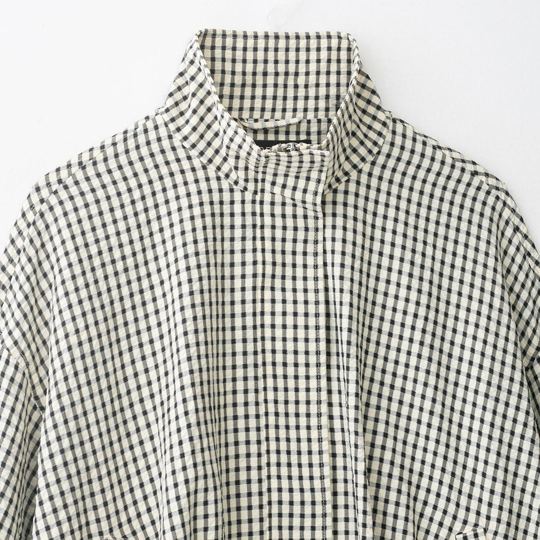 Women's Oversize Cropped Jacket with Stand-up Collar, Boxy Silhouette and Patch Pockets Amarae