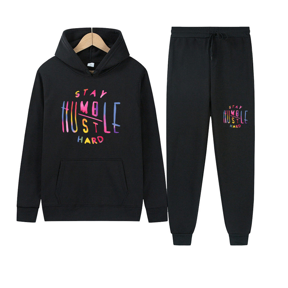Women's sporty hoodie and jogger sweat outfit with motivational print Lune London