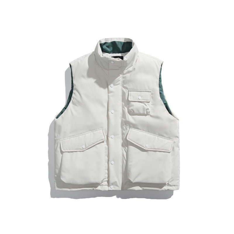 Unisex Padded Utility Vest with Stand-Up Collar and Flap Pockets Amarae