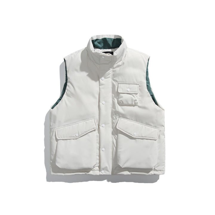 Unisex Padded Utility Vest with Stand-Up Collar and Flap Pockets Amarae