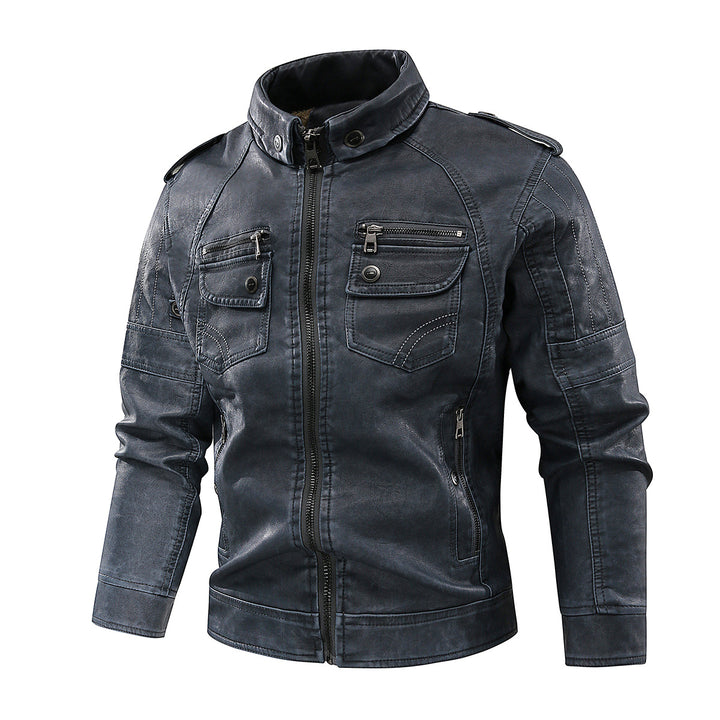 Stylish leather jacket for men with practical pockets and high collar Lune London