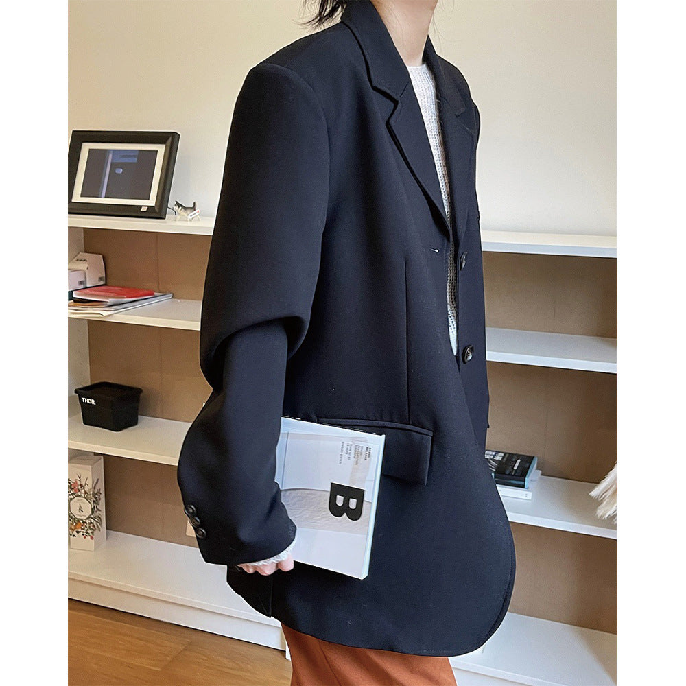 Women's Boxy Blazer made of linen blend with extended length and three-button front Amarae