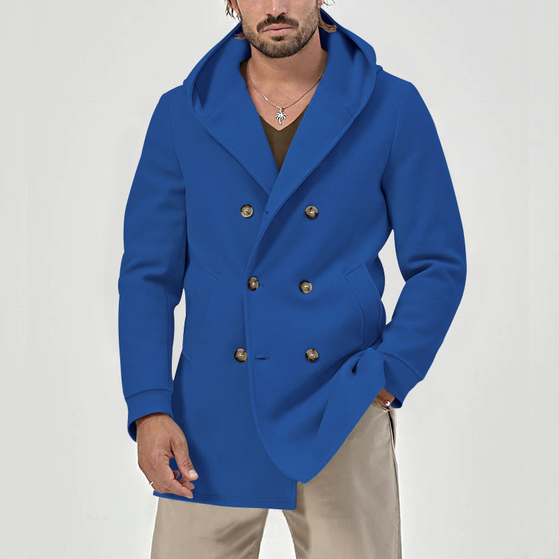 Men's double talent hooded coat with stylish button placket Lune London