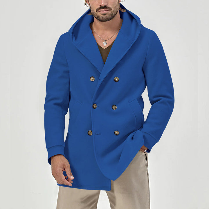 Men's double talent hooded coat with stylish button placket Lune London