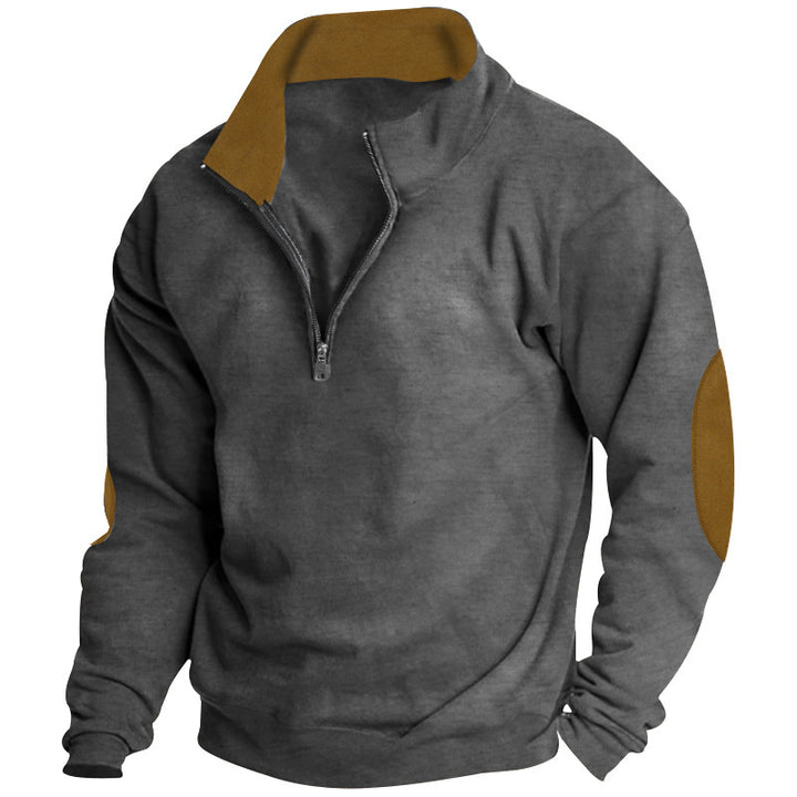 Modern men's sweatshirt with half-zip and textured design Amarae